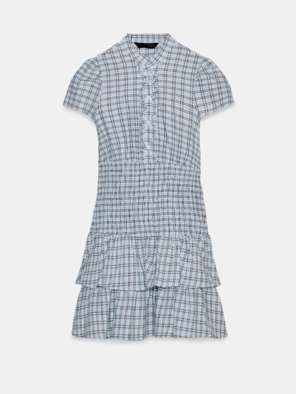 ZARA RUFFLED PLAID SHORT DRESS Size XS